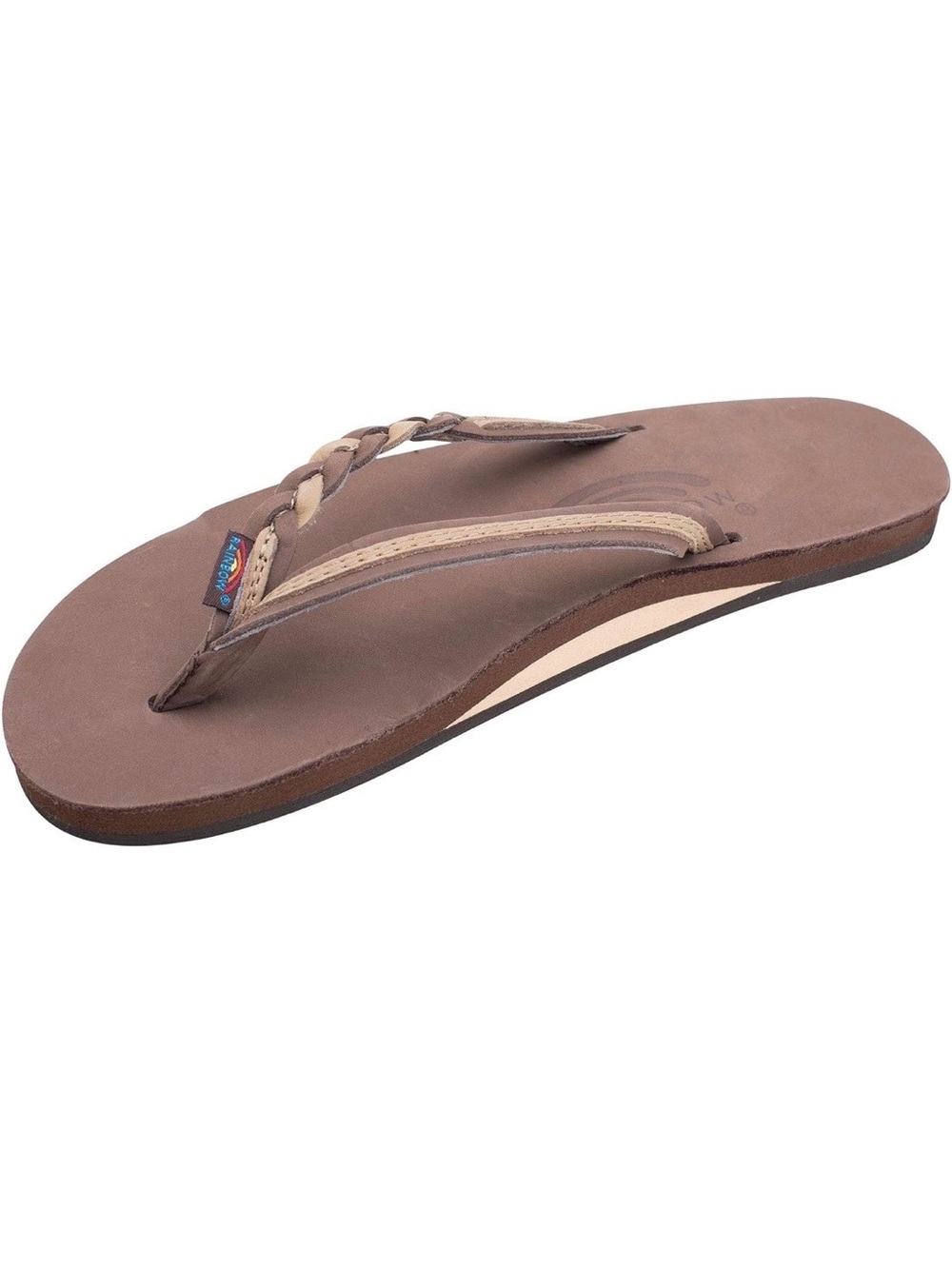 Rainbow Flip Flops Flirty Braidy Leather Expresso Sierra Size 10